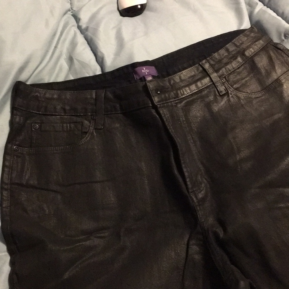 NYDJ Black faux leather stretch jeans! Size 16W